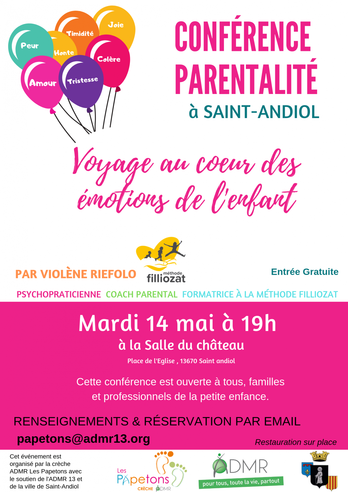 CONFÉRENCE  Voyage au cœur des émotions de l'enfant le 14 mai 2019 à 19h à Saint-Andiol