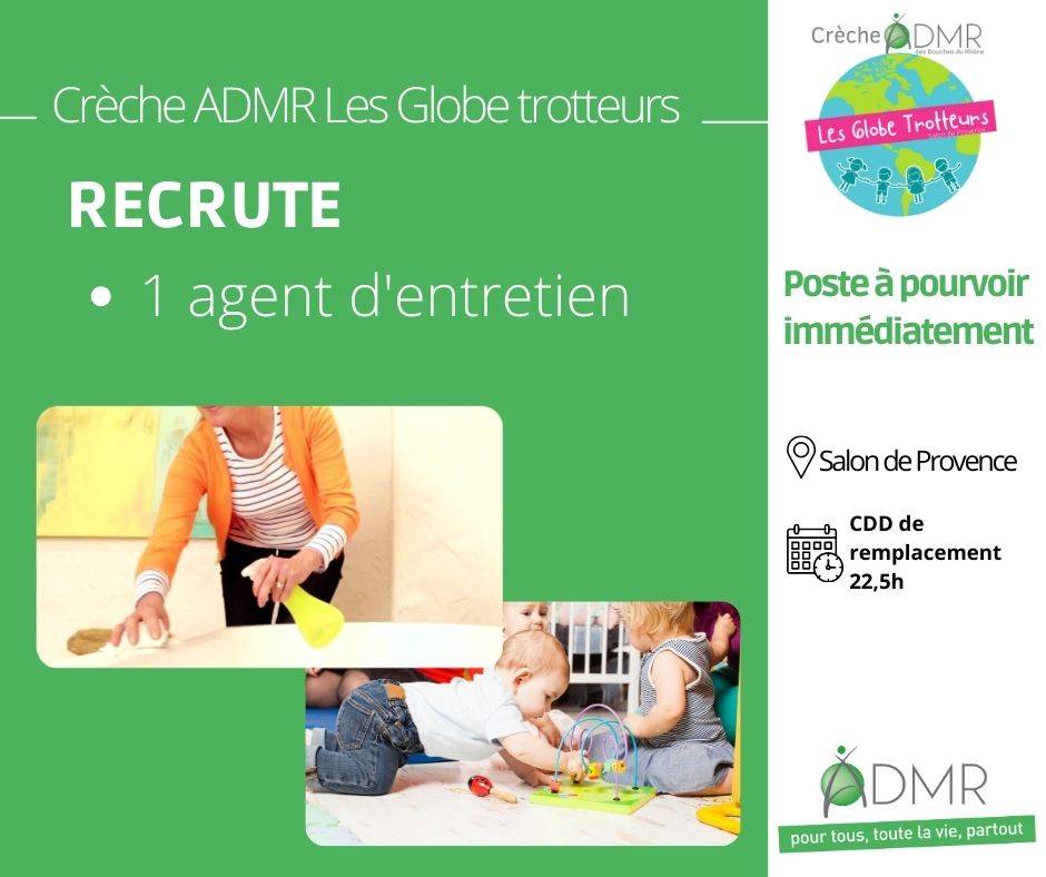 Recrutement en crèche pour l'entretien des locaux dans le 13